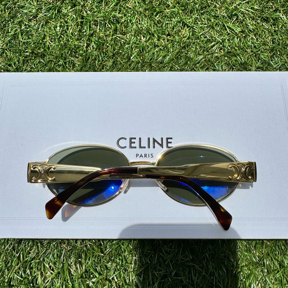 Celine Triomphe 01 Oval-frame gold-tone metal oval acetate Sunglasses CL40235U - Picture 13 of 13